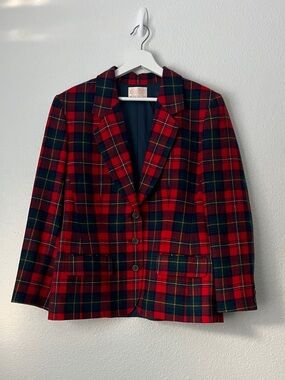 Vintage 70s Pendleton Pure Virgin Wool MacInnes Plaid Blazer 12 USA Made